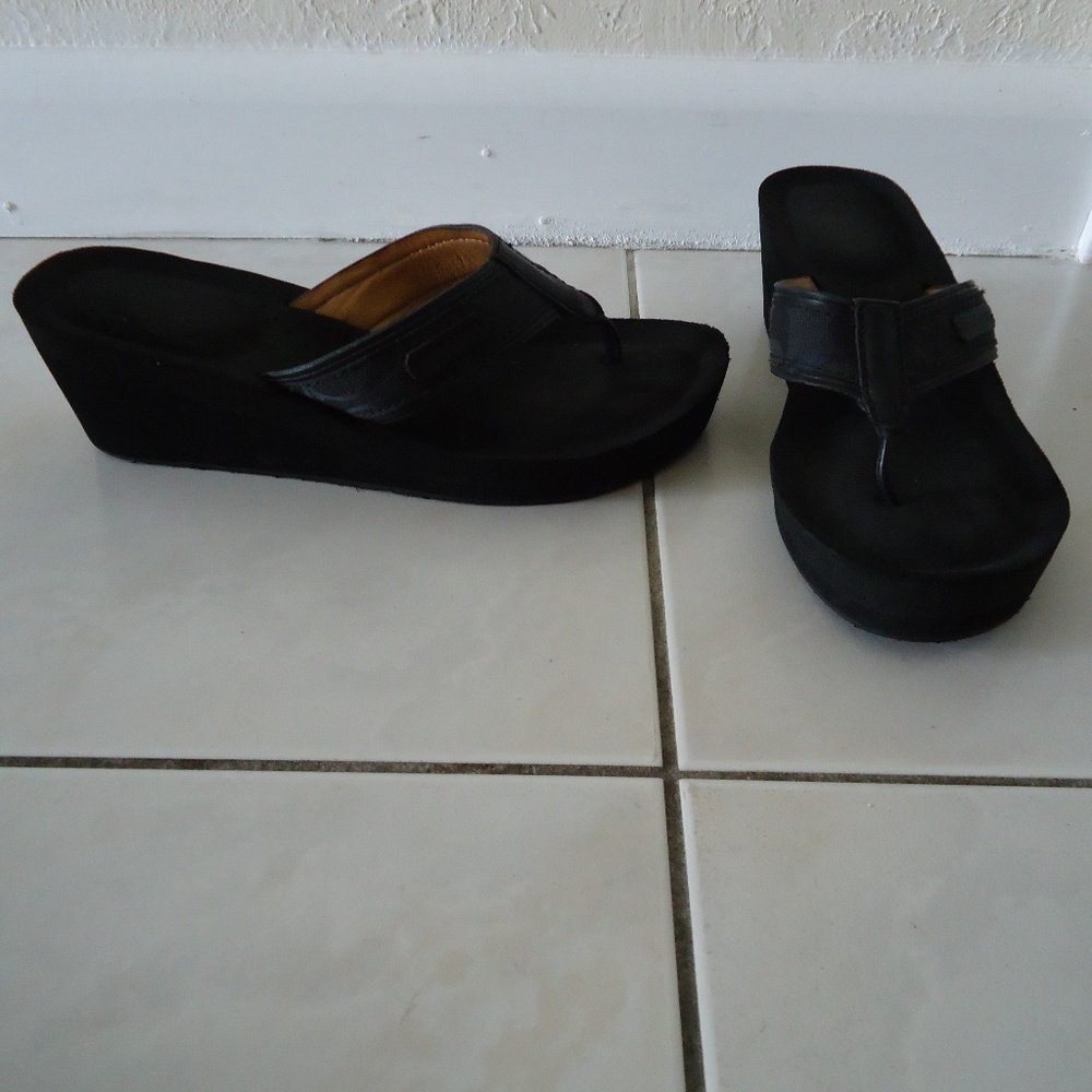 COACH Juliet Jacquard C Wedge Sandal Flip Flop 6B